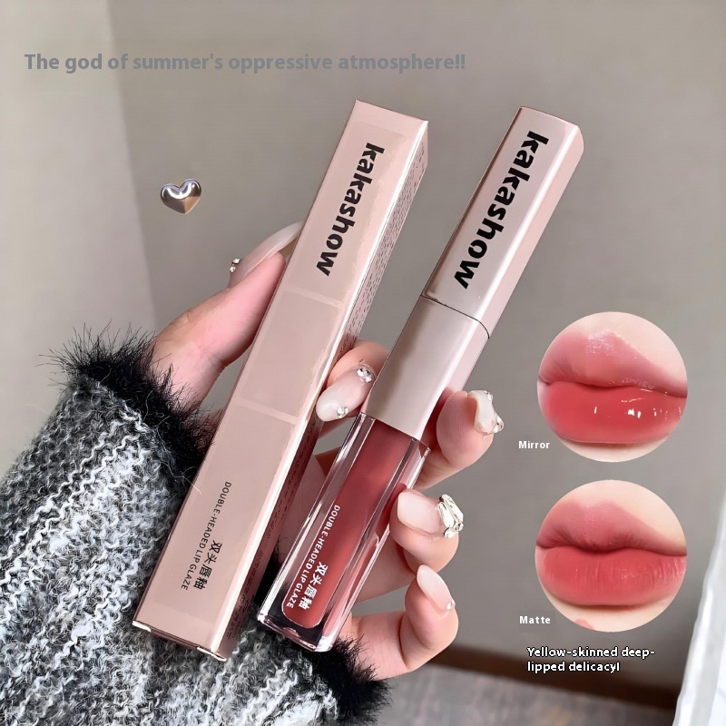 Kakashow Makeup Holding Double-headed Lip Glaze Matte Mirror Water Texture Soft Mist Lipstick Dual-purpose Lip Glaze Lip Glaze