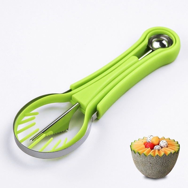 Stainless Steel Fruit Tool Three-piece Set Multifunctional Fruit Carving Tool Watermelon Cantaloupe Baller Pulp Extractor
