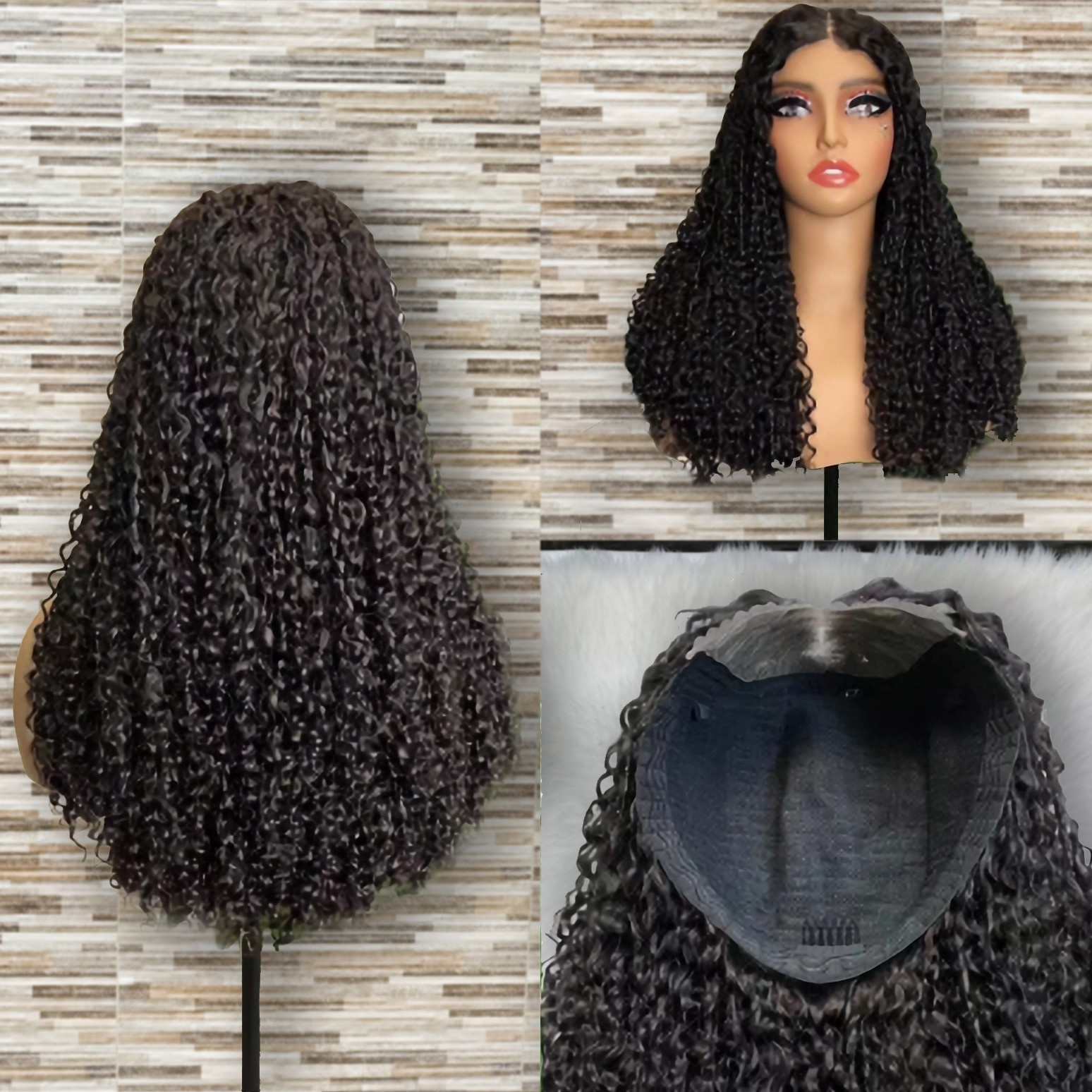5x 5 Front Lace Wig Real Hair Set Human Hair Pixie Curly Wigs