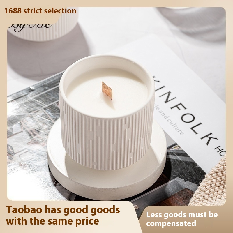 B Y M E Meteor Pattern Ceramic Cup Yihe Osmanthus Aromatherapy Candle Wood Wick Scented Candle Niche High-end Christmas Gift - 1