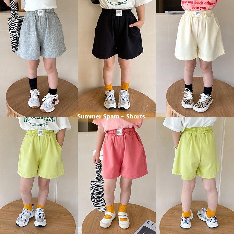Amo Beibei Children's Korean Loose Sports Shorts Summer Style Boys And Girls Casual Beach Hot Pants