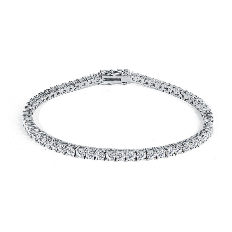 High-grade Tennis Chain Full Diamond Bracelet Single Row Zircon European And American Hip Hop Fashion Men And Women Jewelry