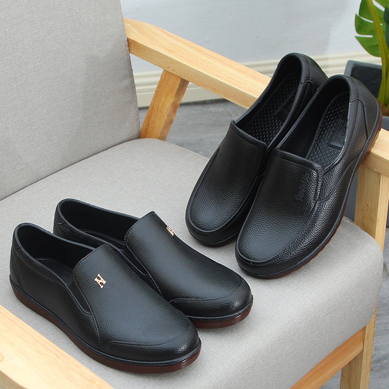 Rain Boots Men's Low-top Short-tube Thick-soled Non-slip Rubber Shoes Extra-large Kitchen Work Shoes Chef Shoes Non-slip Waterproof Shoes