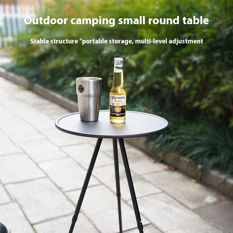 Outdoor Aluminum Alloy Folding Small Round Table Portable Lift Table Ultra-light Camping Tea Table Dining Table Self-driving Tour