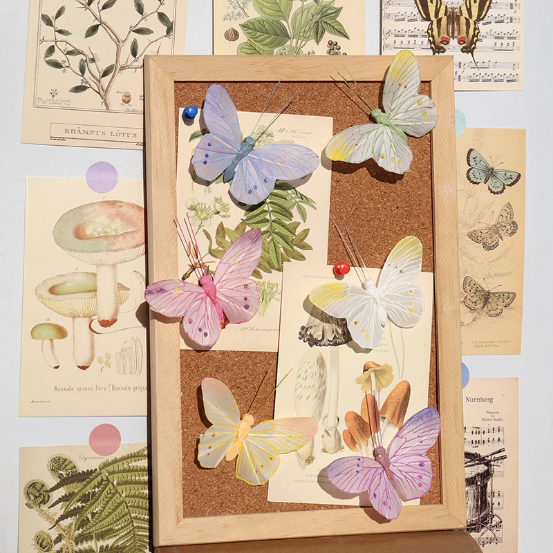 6 Pack Colorful Hand-painted Feather Butterfly Wedding Arrangement Simulation Butterfly Party Decoration Simulation Feather Butterfly