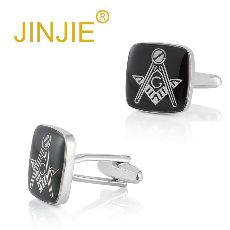 Square Black Masonic Drip Enamel Cufflinks Foreign Trade Men's French Shirt Cufflinks