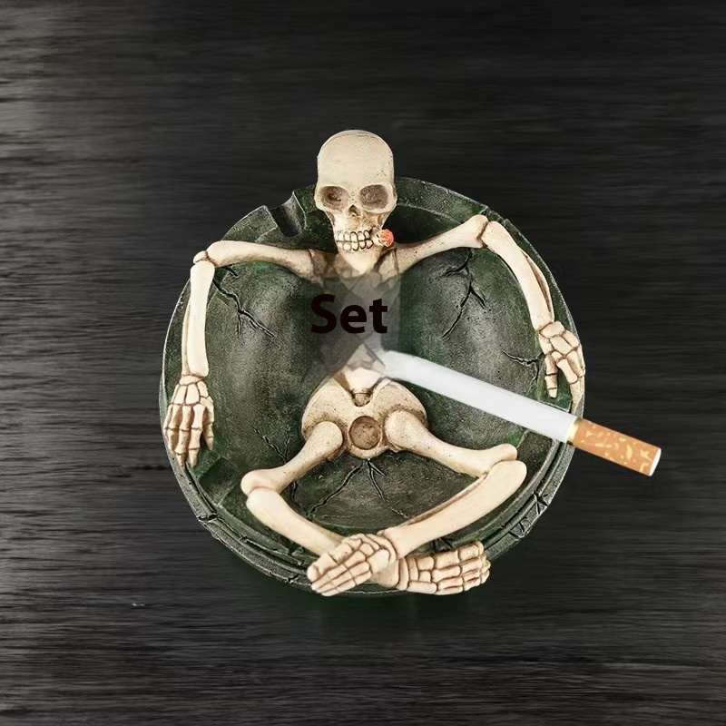 Creative Personality Funny Resin Skull Ashtray Pub Bar Desktop Decoration Ornaments Halloween Gift