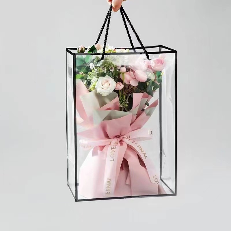 Transparent Tote Bag Toy Bag Flower Packaging Tote Bag Bouquet Tote Bag Gift Bag Clothing Store Flower Shop