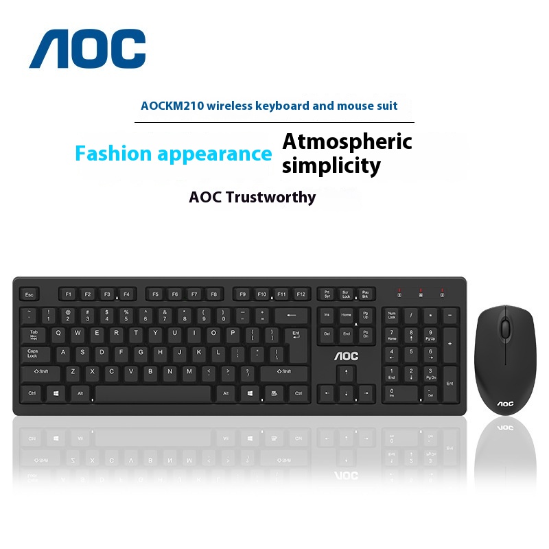 A O C Wireless Keyboard And Mouse Set K M210 Game Thin And Portable Black Notebook Desktop Computer Wireless Keyboard