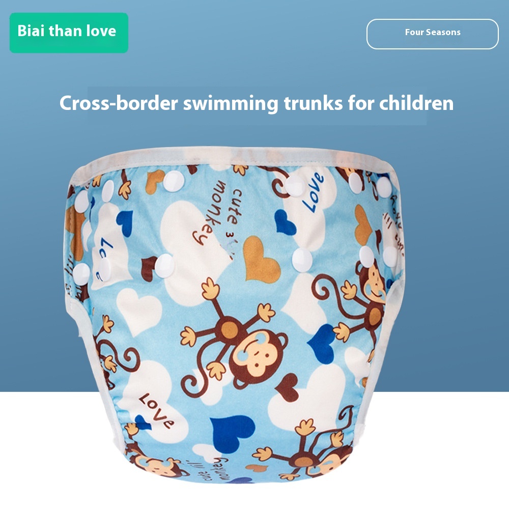 0-6 Months Infant Washable Swimming Trunks Breathable Refreshing Snap Adjustable Reusable Baby Training Pants