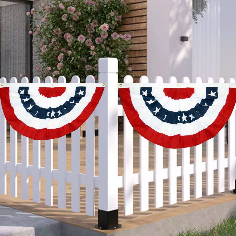 Independence Day Fan-Shaped Flag Yard Fence And Patio Decoration