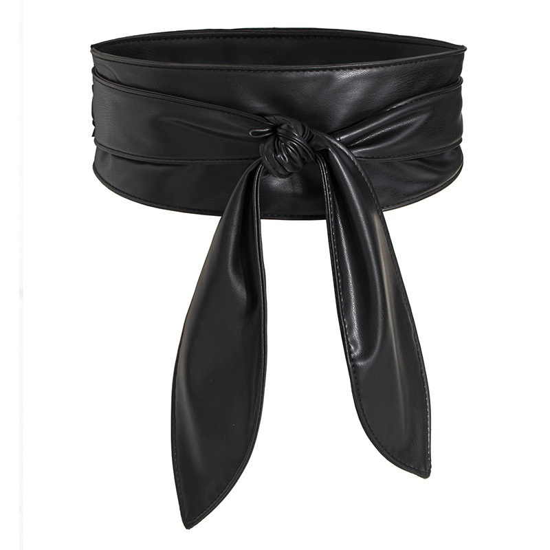 Double-sided Wide Women's Waist Belt Soft And Versatile Elegant Bow Ribbon Extra Long Knotted Belt European And American Aesthetic
