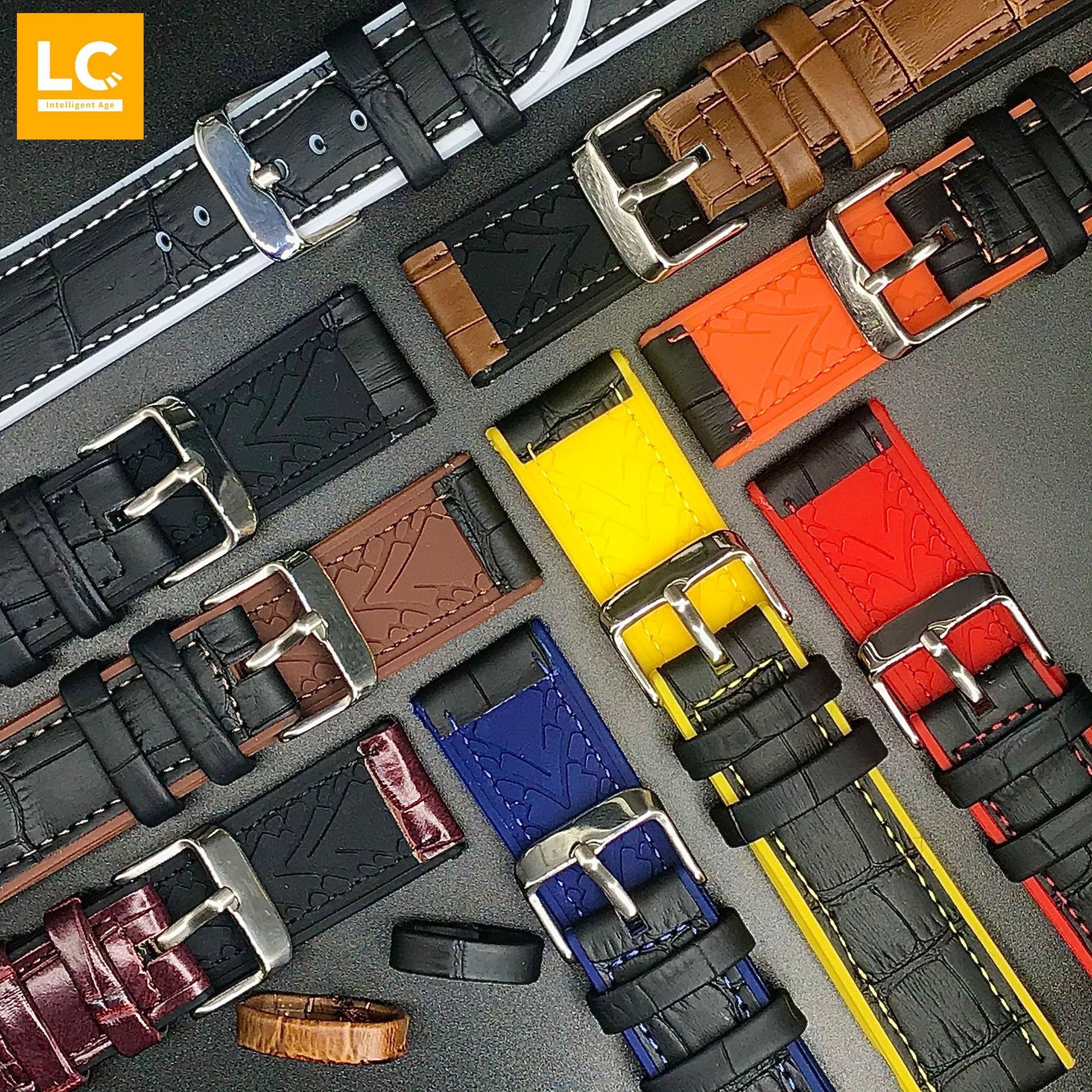 Direct Of Silicone Leather Straps, Microfiber Bamboo Pattern Leather Silicone Wrist Straps20-22mm