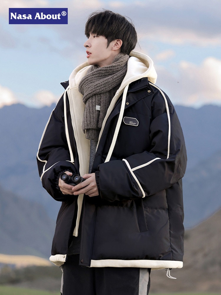 NASA Cotton Jacket Men's Thick Retro Cotton Jacket Winter Down Jacket Fake Two-piece Y Brand Jacket