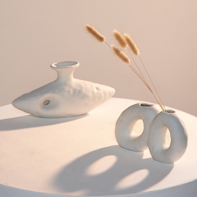 Nordic White Ceramic Vase Dried Flowers Living Room Flower Arrangement Full Of Stars Studio Home Decoration Ornaments