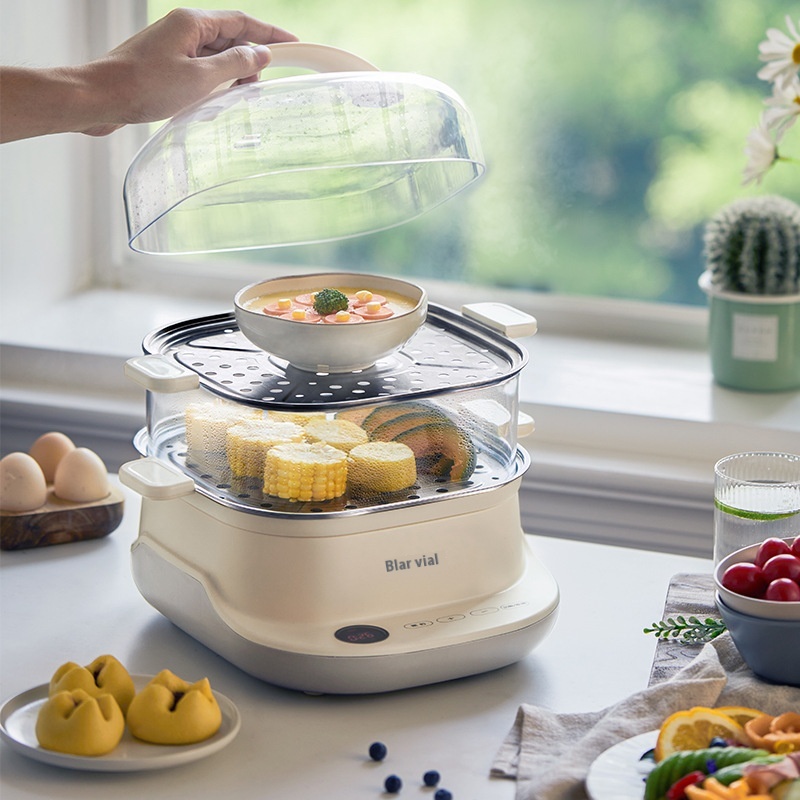 Stainless Steel Steaming Tray6 LDouble-layer Capacity Automatic Power-off To Prevent Burning And Drying Transparent