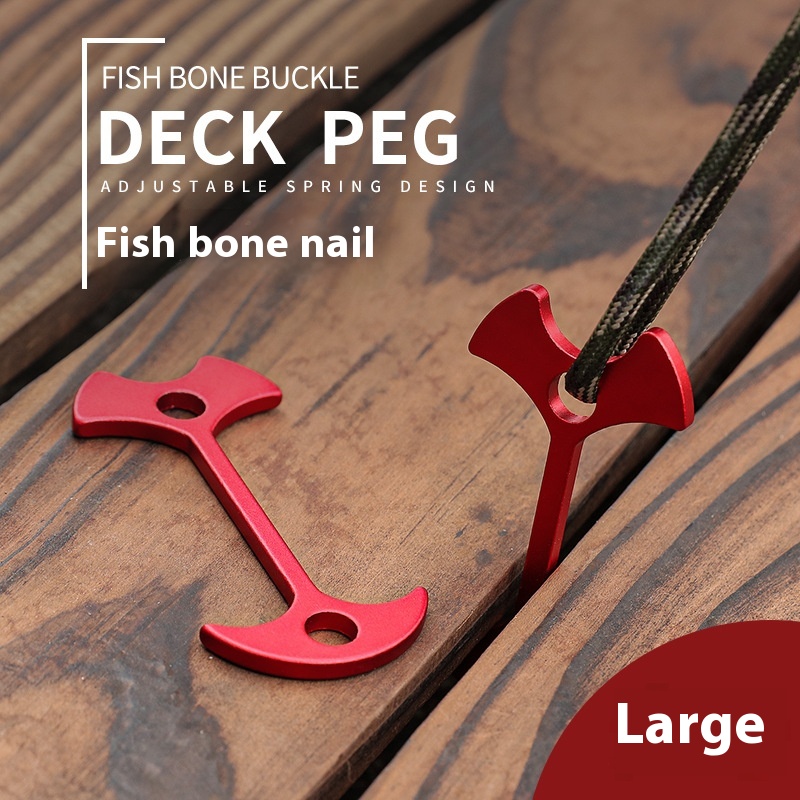 Aluminum Alloy Outdoor Multi-functional Extended Fishbone Ground Nail Camping Tent Fixed Rope Buckle Large Canopy Stack Nail