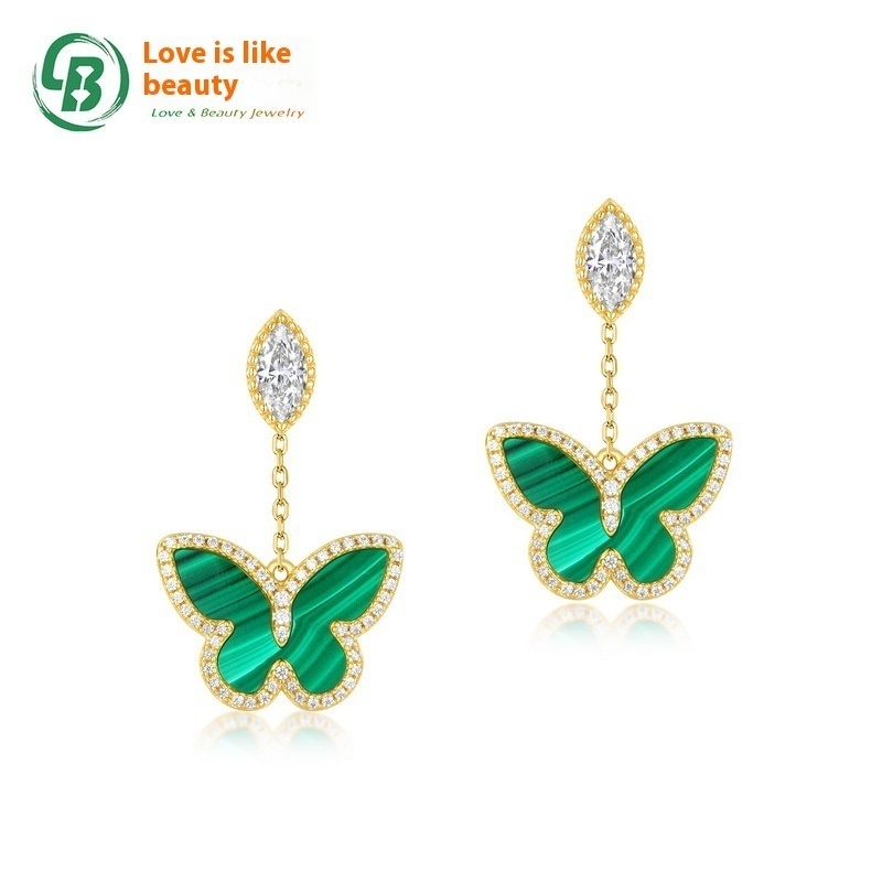 Japanese Jewelry Forest Butterfly Earrings Female S925 Silver Gold-plated Earrings Long Fashion Accessories