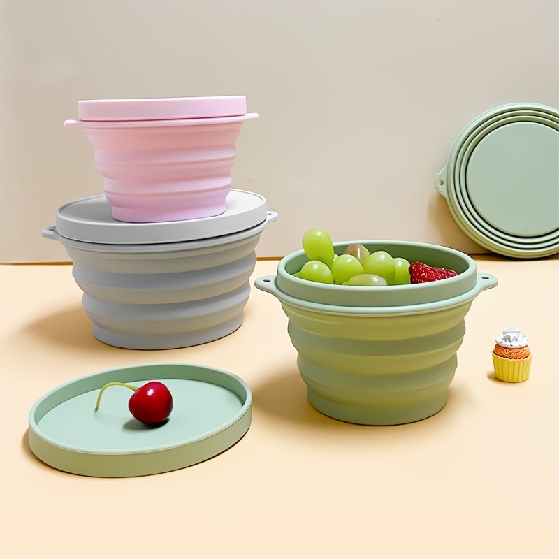 Outdoor Travel Environmentally Friendly Folding Bowl Self-driving Lightweight Portable Silicone Folding Bowl Retractable Folding Picnic Tableware