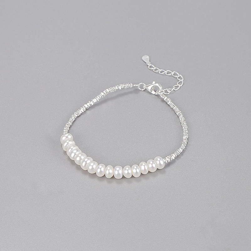 Korean S925 Sterling Silver,Fine Silver,Natural Freshwater Pearl Bracelet For Women,Retro And Simple,Recommended By Girlfriends On Xiaohongshu