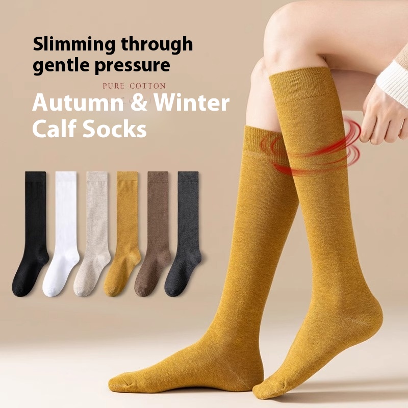 Spring And Autumn Calf Socks Black Women's Stockings Spring And Autumn Skinny Leg Pressure Calf Socks Japanese Style Y High Socks