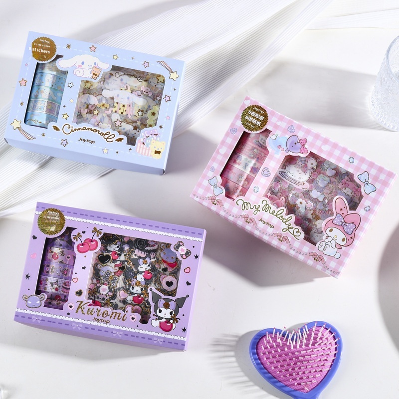 Yuemu Sanrio Co-branded Notebook And Paper Tape Sticker Material Set Gift Box Cute Super Cute Notebook Decoration