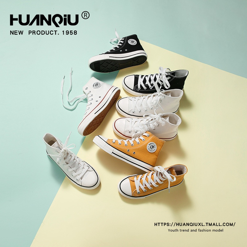 Universal All-match High-top Canvas Shoes Spring Women Fashion White Shoes Student Couple Thick-soled Sports Shoes