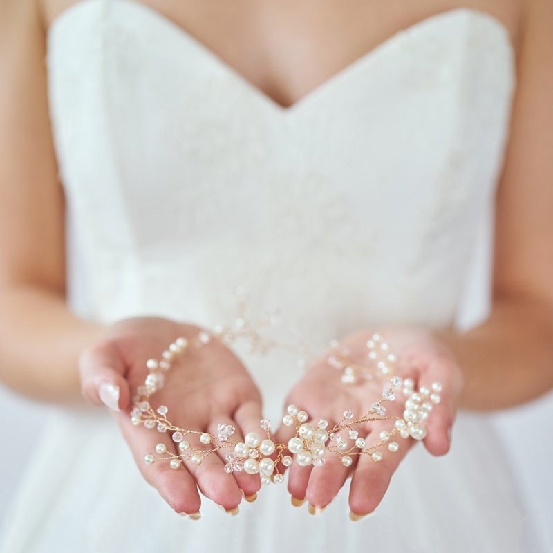 O113 Xinmeiji Simple Crystal Pearl Bridal Headdress Wedding Bridesmaids Women's Headband Headband Accessories