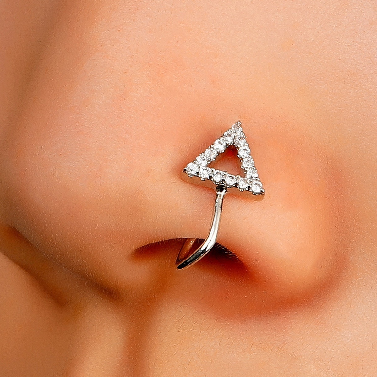 U-shaped Nose Clip European And American Zircon Geometric Open Nose Ring Fake Nose Nail Free Piercing Piercing Jewelry