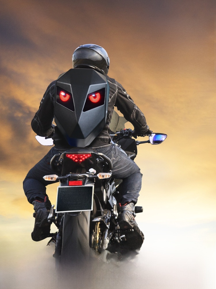 LOY Iron Man Backpack LED Motorcycle Riding Backpack Illuminant Eye Bag Helmet Motorcycle Backpack