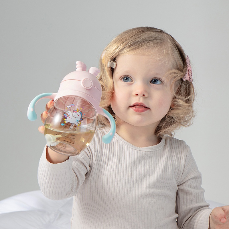 Luminous Children's Water Cup Infant Learning Drinking Cup Anti-fall Straw Cup Gravity Ball Baby Drinking Water Drinking Cup