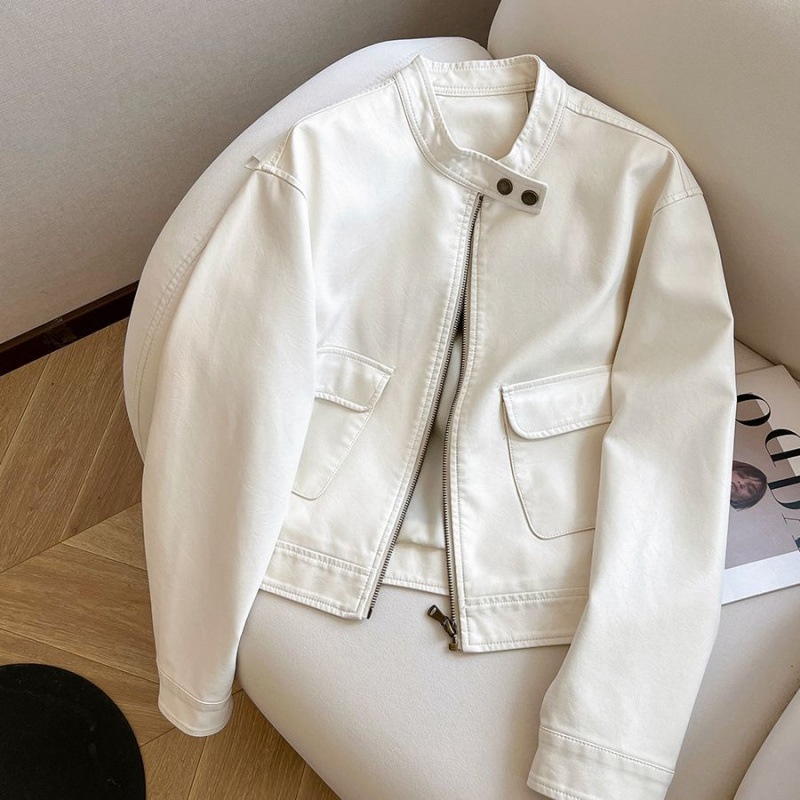 Korean Style Versatile Casual Leather Short Motorcycle Jacket For Women Spring Retro Y Jacket