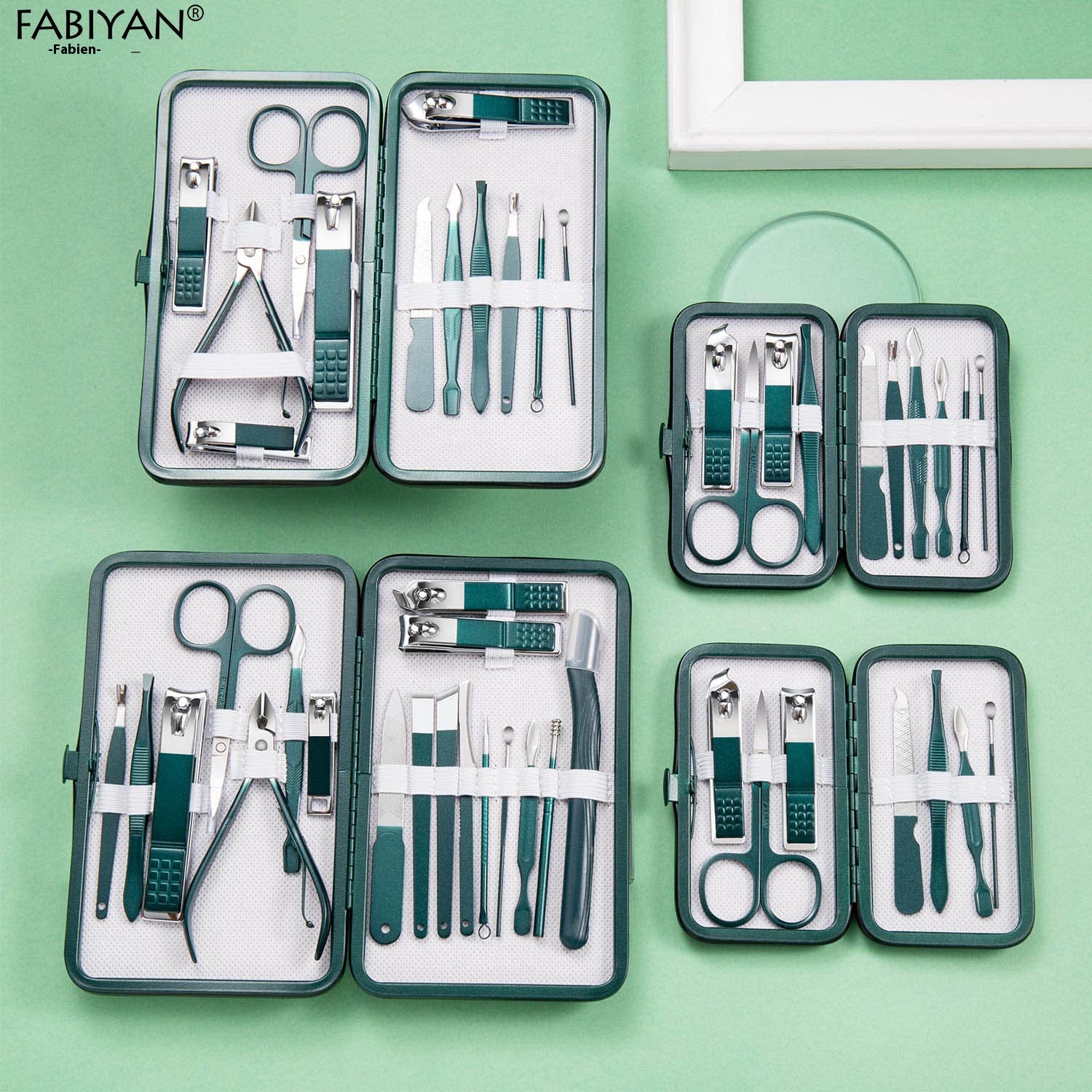 Nail Clippers Set Dark Green Beauty Set Stainless Steel Nail Clippers Pedicure Knife Manicure Tools