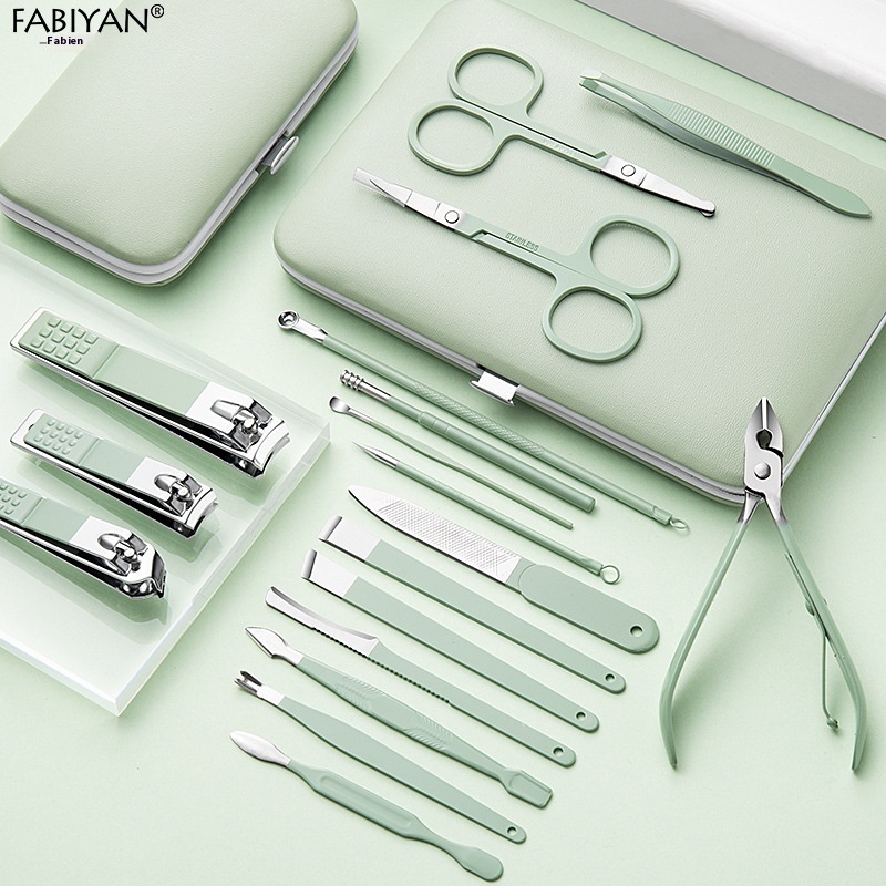 Stainless Steel Nail Clippers Set Nail Clippers Home Manicure Green Nail Tools Nail Clippers