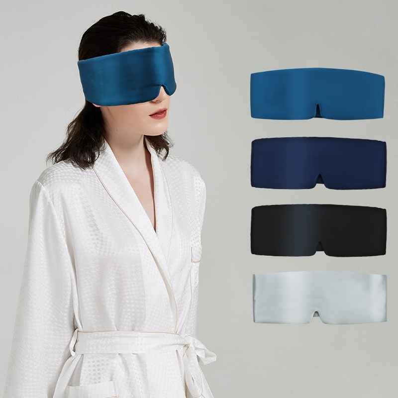 19 Momme Full Surround Silk Noise Reduction Large Eye Mask Breathable Light-blocking Travel Rest Solid Color Silk Eye Mask