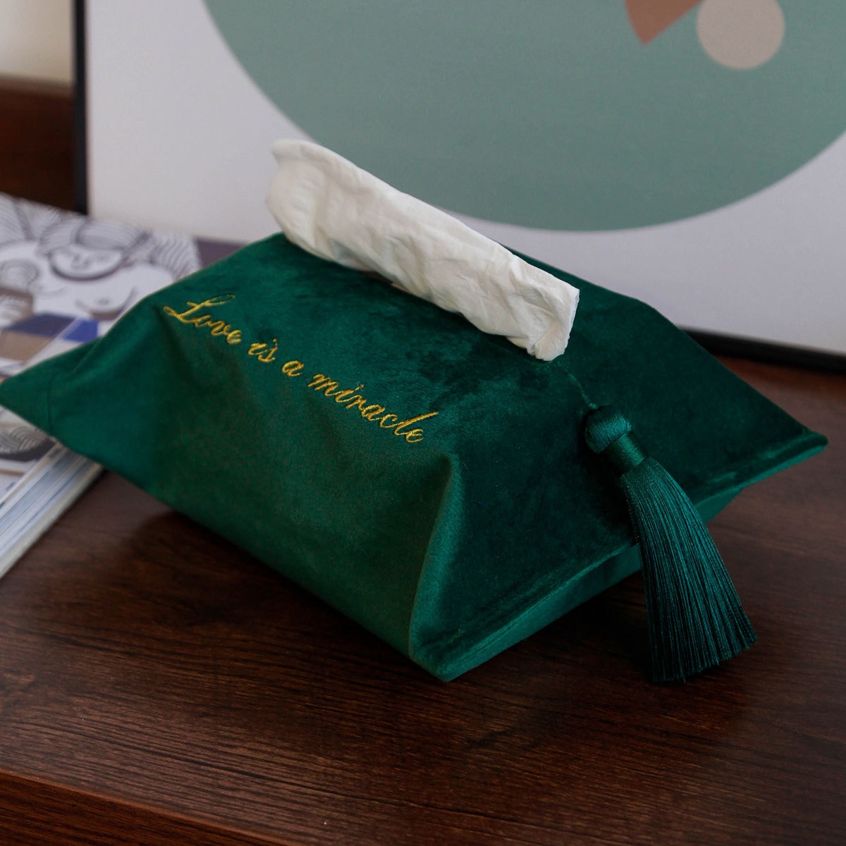 Nordic Style Velvet Tassel Tissue Cover Car Tissue Box Bedroom Living Room Tissue Box Storage Box Napkin Cover