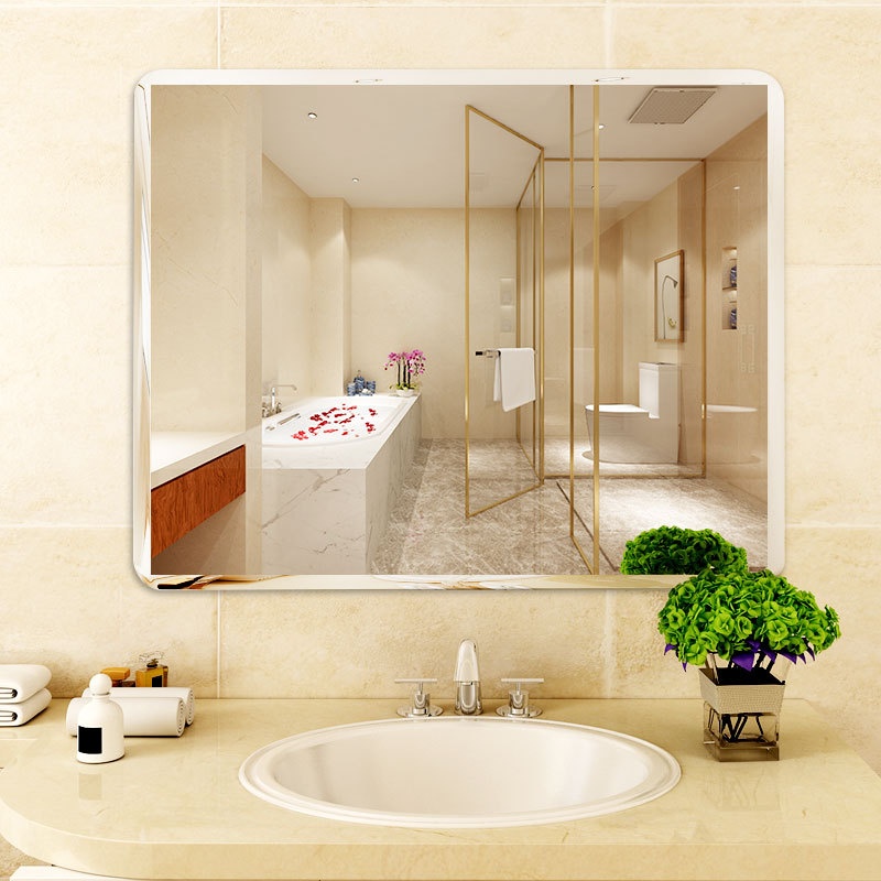 Bathroom Mirror No Punching Wall Hanging Glass Toilet Wall Hanging Bathroom Mirror