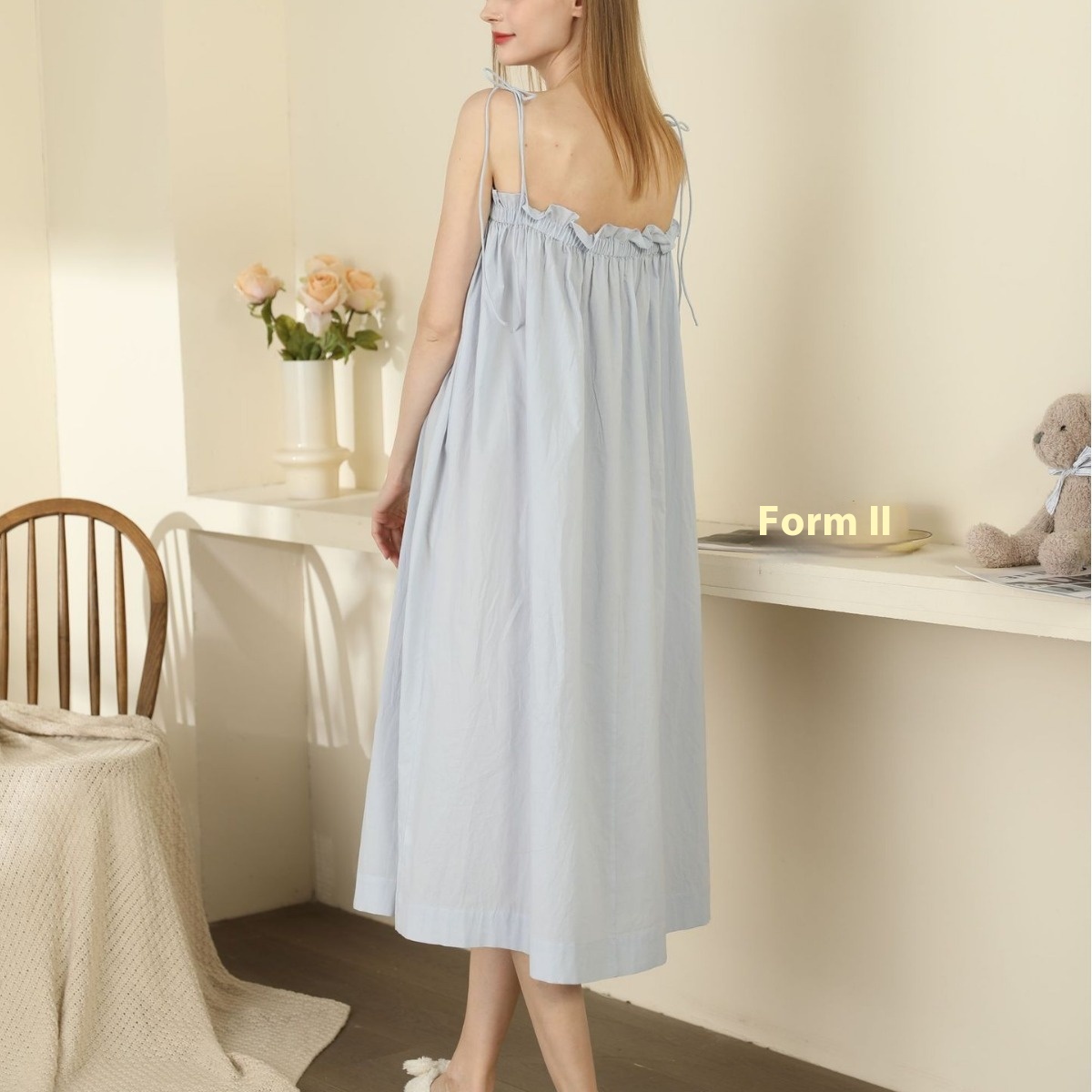 Spring And Summer Pajamas For Women,Pure Candy Color,Sexy Style,Cotton Loose Pregnant Women Suspenders,Lace-up Long Skirt,Home Clothes