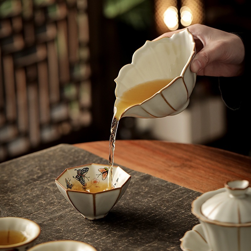 Taiwan Ru Kiln Fair Cup Cracked Can Be Raised Tea Pourer Single Ice Crack Tea Set Tea Cup Home Tea Ceremony Accessories