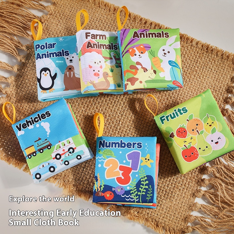 Infant And Toddler Cognitive Cloth Book Baby Early Education Educational Ocean Forest Farm Animals Tear-resistant Touch Small Cloth Book