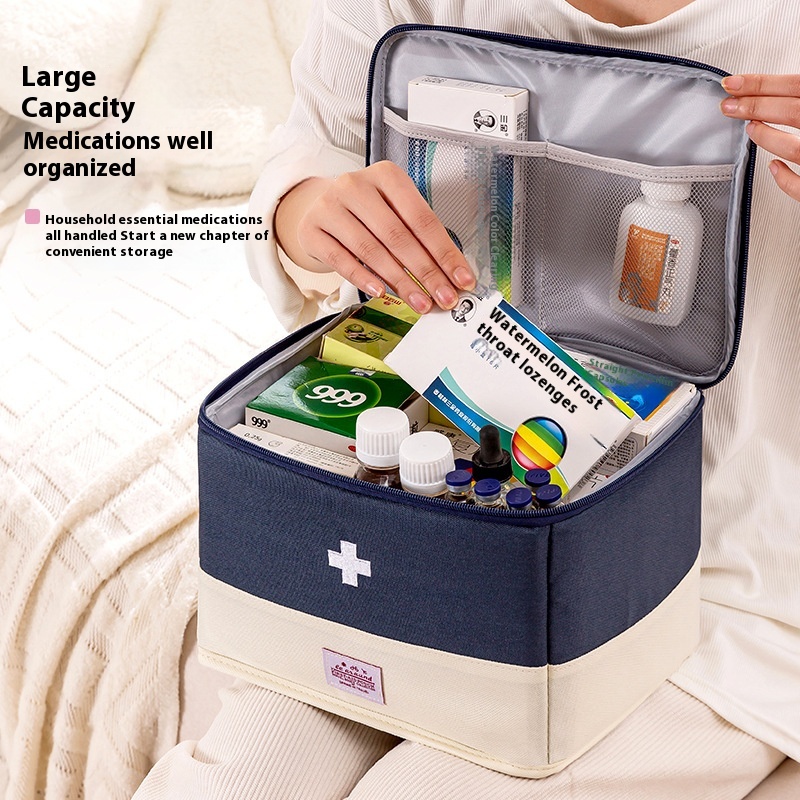 Folding Medicine Box Large Capacity Classification Medical Bag Dustproof Moisture-proof First Aid Bag Travel Household Medicine Storage Bag