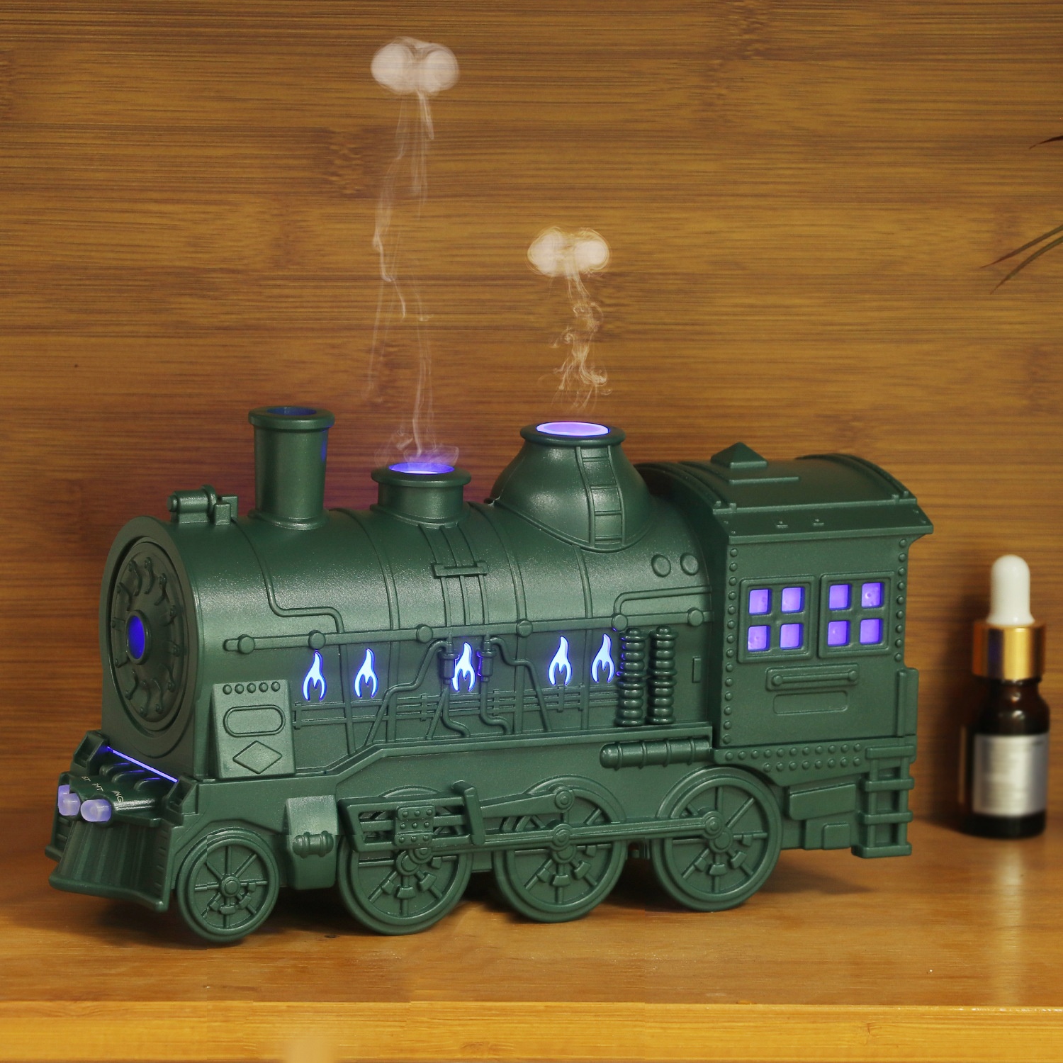 Train Ultrasonic 7 Color Light Humidifier Spitting Circle Home Bedroom Creative Essential Oil Aromatherapy Machine