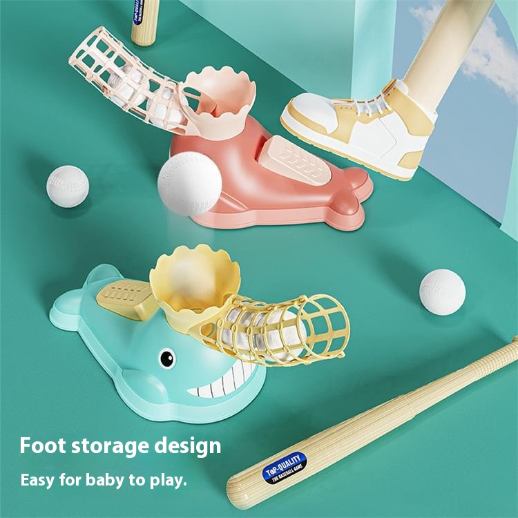 Children's Whale Baseball Serving Machine Set Launcher Ball Sports Fitness Outdoor Ejection Baseball Toy