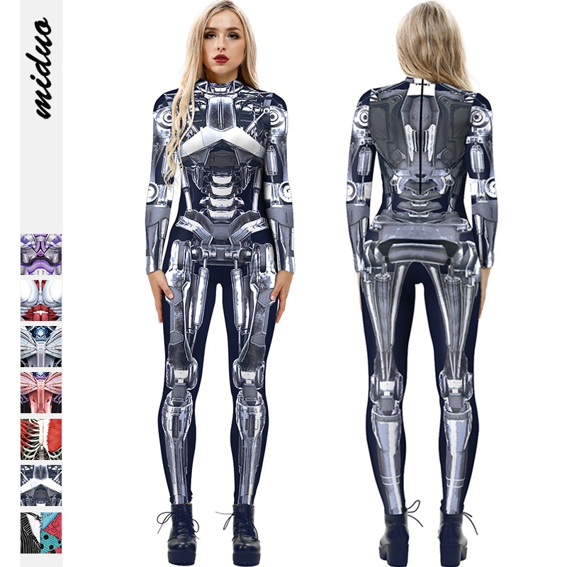 Halloween Jumpsuit Armor Digital Printing Women's Role Play Costume Cosplay Jumpsuit