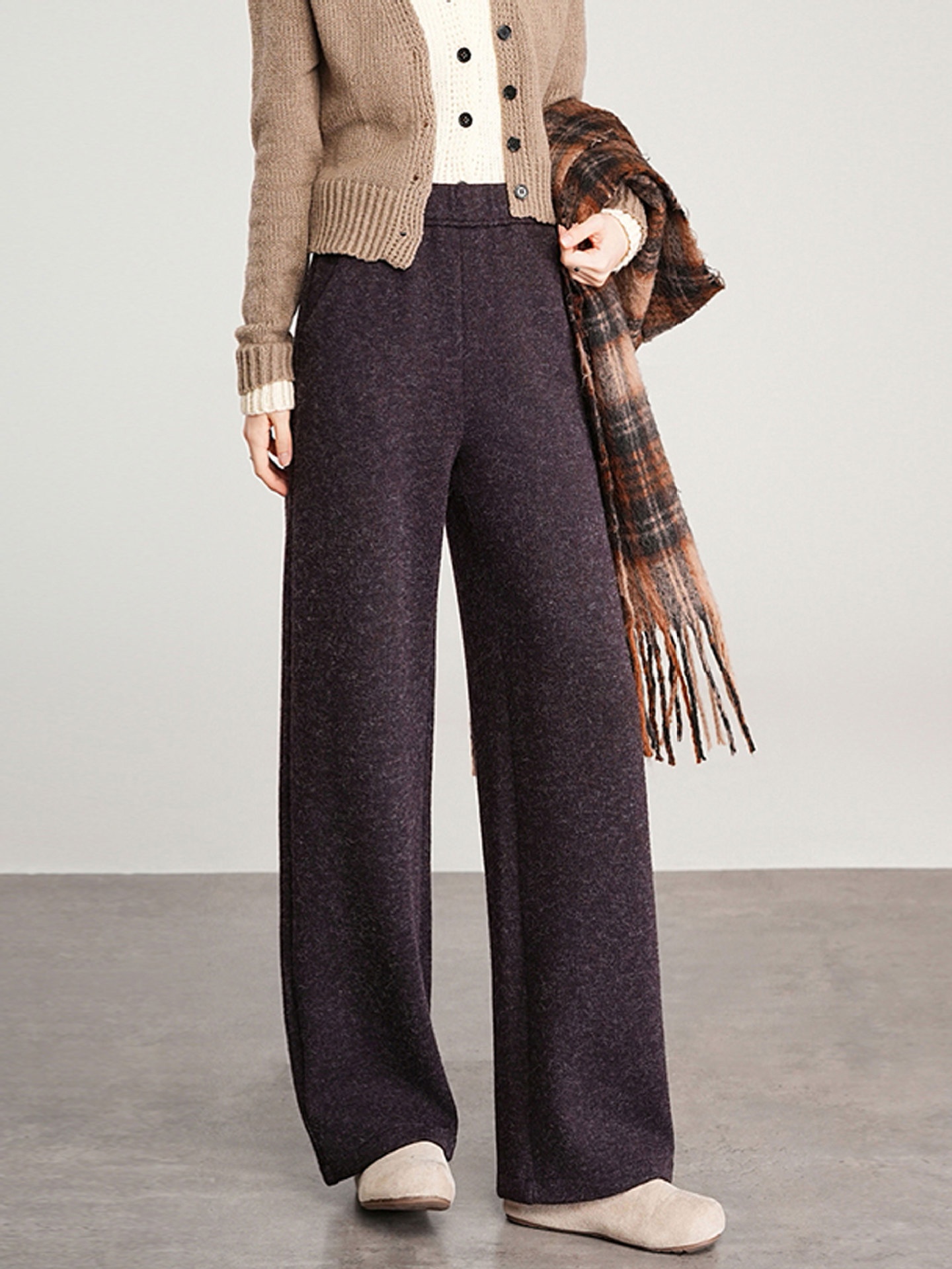 Thickened Tencel Wool Drape Slim Wide-leg Casual Pants