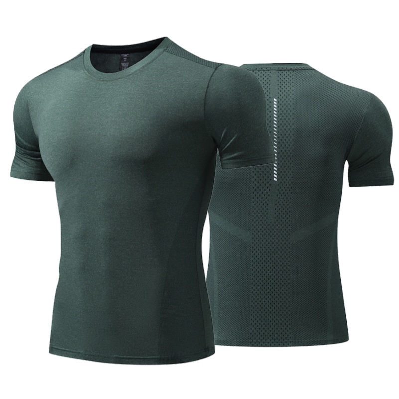 Lulu Summer Men's Large Size Sports Leisure Cold Ice Silk Round Neck Short Sleeve Running Gym Training Quick Drying Clothes