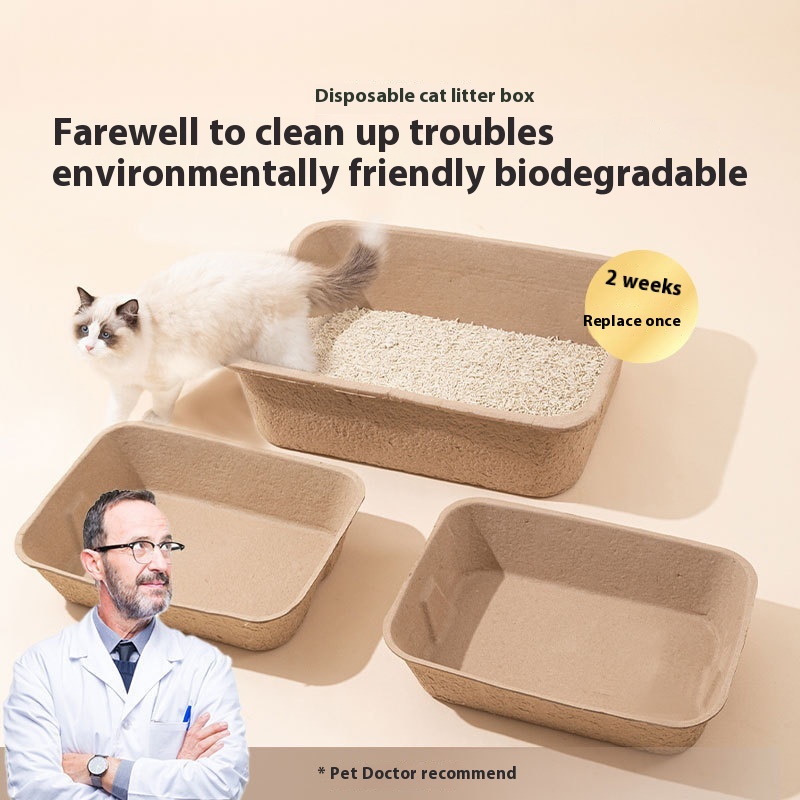 Disposable Cat Litter Box,Oversized,Splash-proof Cat Litter Box,Biodegradable,Deodorizing,Water-absorbing,Wash-free,Open Cat Toilet