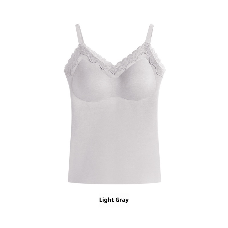 Women's Cashmere Thermal Vest With Bra Pads, Seamless, Soft And Comfortable, Thin Straps, Anti-sagging Base Layer.