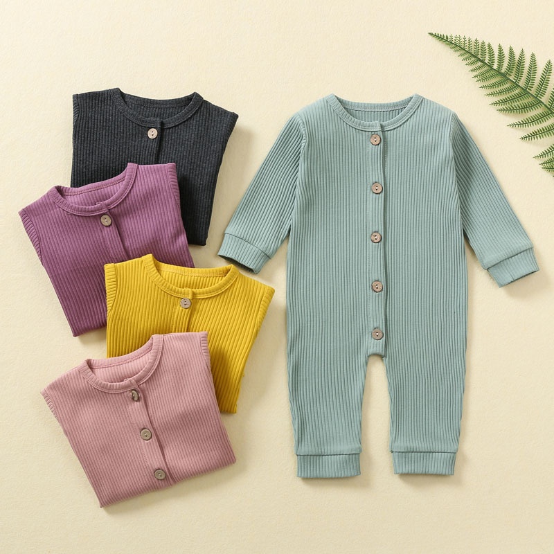 Baby Jumpsuit Long-sleeved Solid Color Climbing Clothes Baby Climbing Clothes Spring And Autumn Born Climbing Clothes Baby Clothes Long Climbing