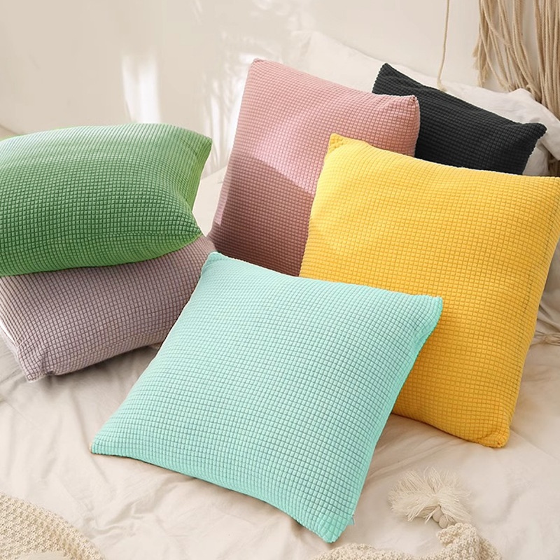 Solid Color Living Room Waffle Honeycomb Square Pillow Cushion Cover Cushion Cover Simple Sofa Pillow Cushion Cushion Cover